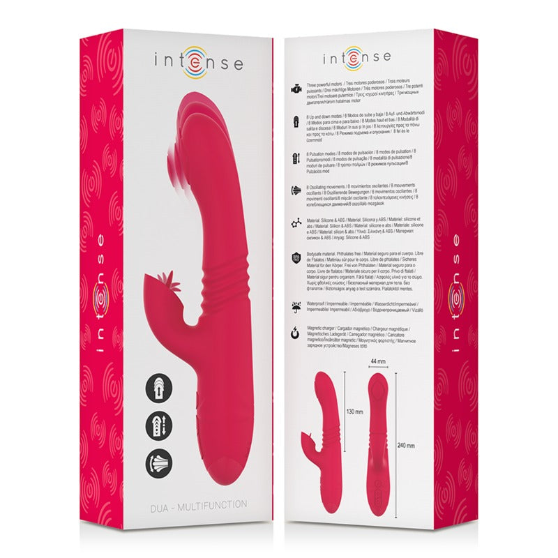 INTENSE - VIBRATORE MULTIFUNZIONE RICARICABILE UP & DOWN DUA CON LINGUA ROSSA