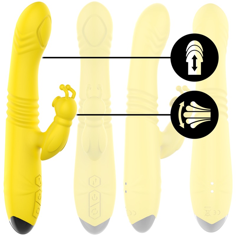 INTENSE - VIBRATORE MULTIFUNZIONE TOKY UP & DOWN CON STIMOLATORE GIALLO