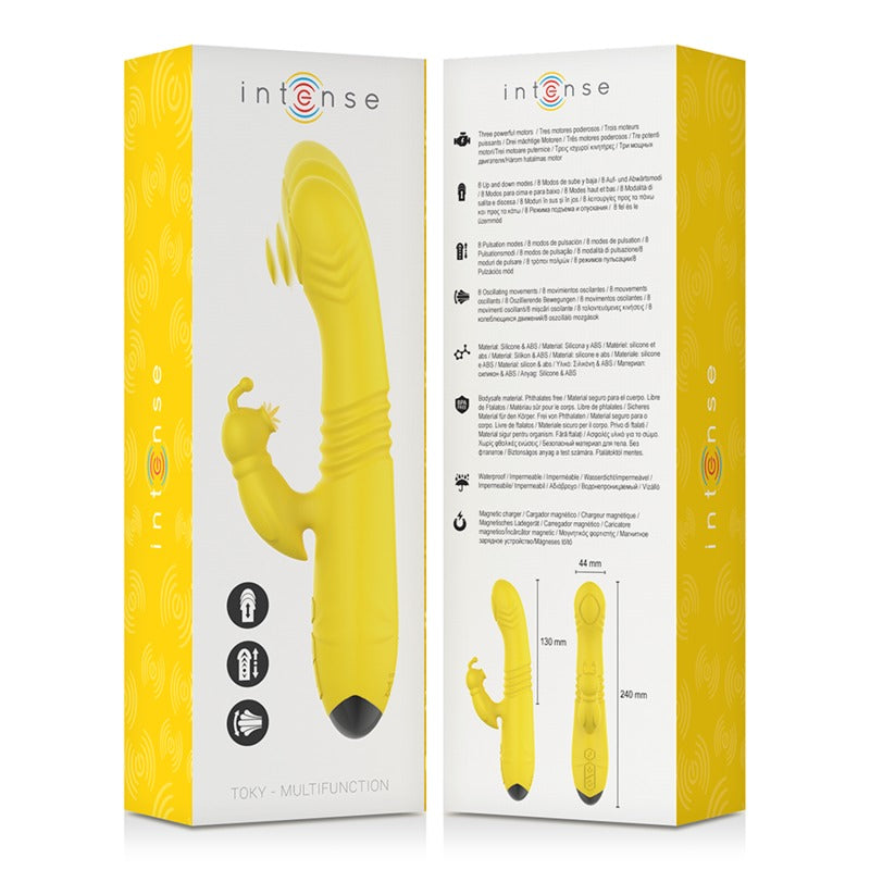 INTENSE - VIBRATORE MULTIFUNZIONE TOKY UP & DOWN CON STIMOLATORE GIALLO