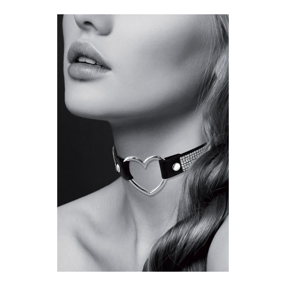 Bijoux Pour Toi - Collare con Strass e Cuore - Nero