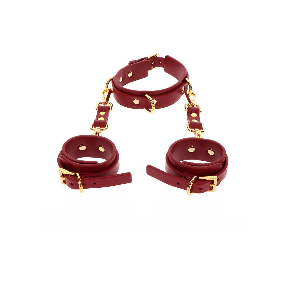 D-Ring Collar and Wrist Cuffs Red