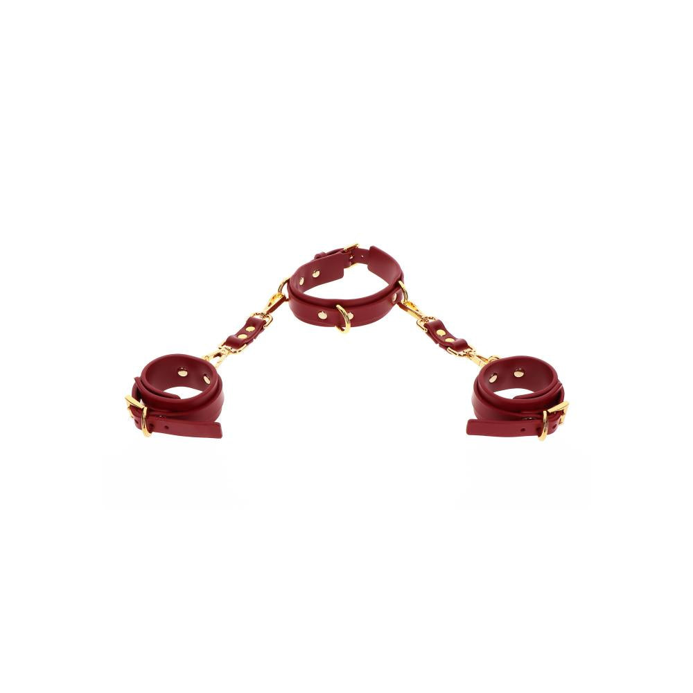 D-Ring Collar and Wrist Cuffs Red