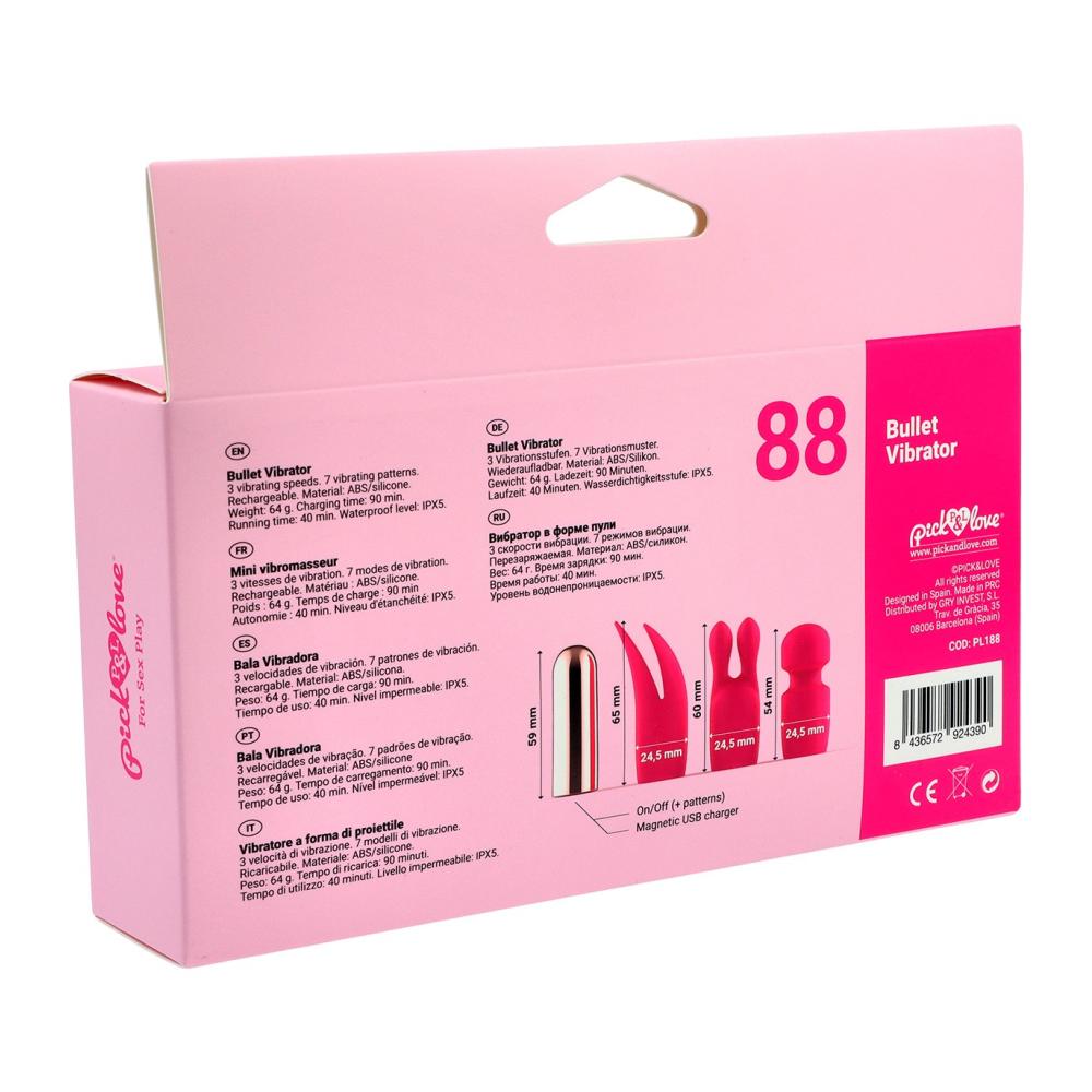 Nº 88 PROIETTILE RICARICABILE CON COPERTURE IN SILICONE ROSA