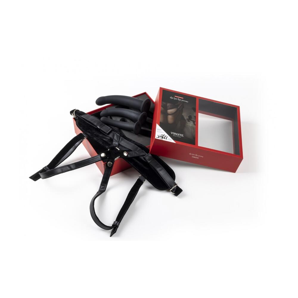 Virgite - Strap-On con Set Dildo Taglie S,M,L - Nero
