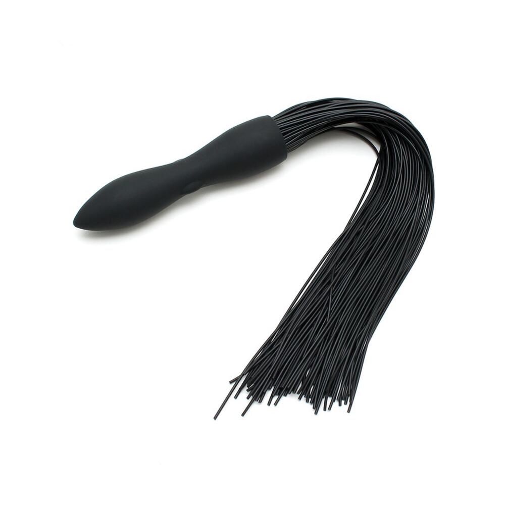 Rimba Latex Play - Whip with Vibrating Dildo - Black