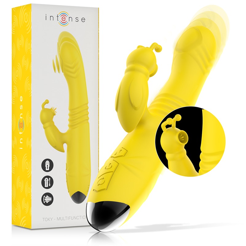INTENSE - VIBRATORE MULTIFUNZIONE TOKY UP & DOWN CON STIMOLATORE GIALLO