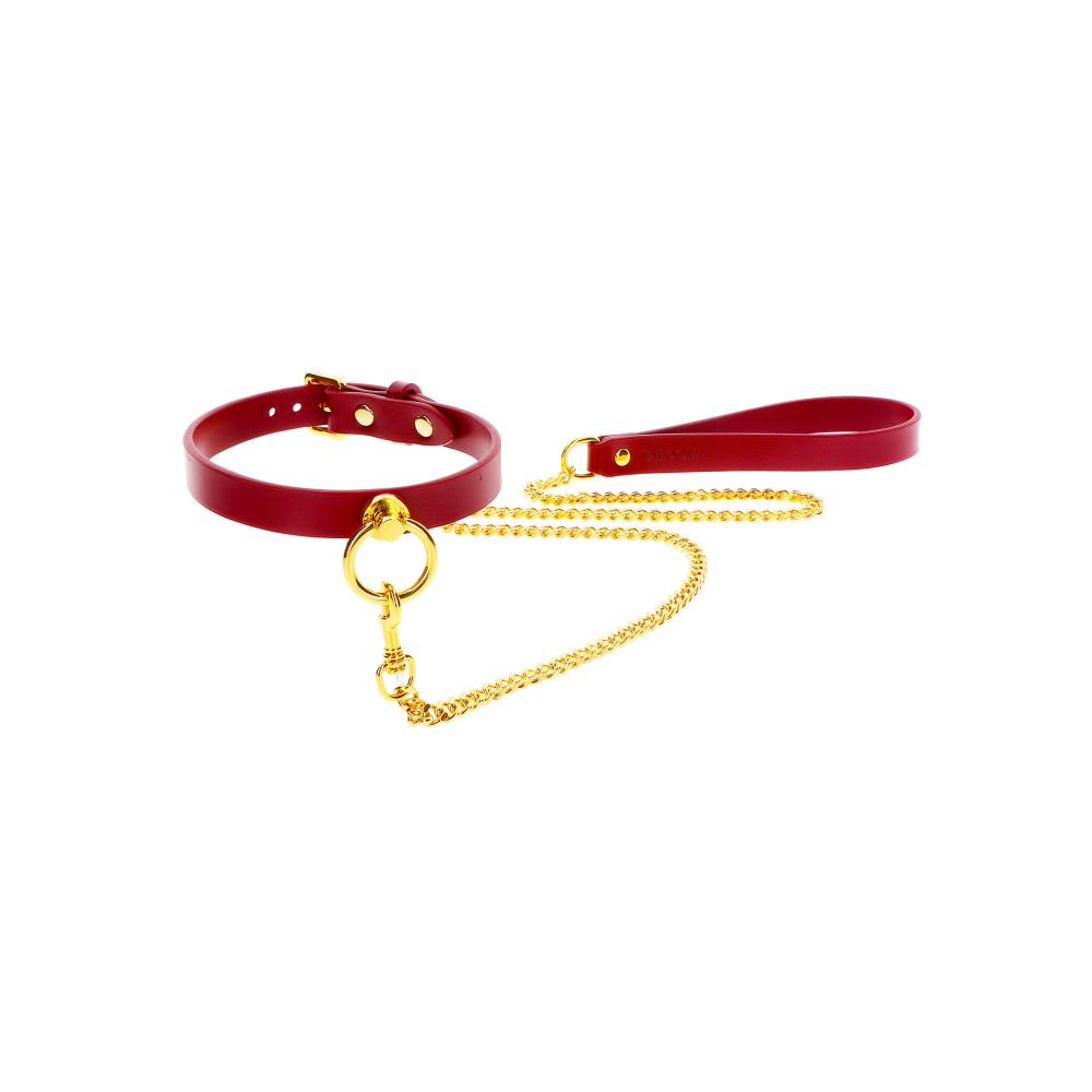 O-Ring Collar and Chain Leash Red