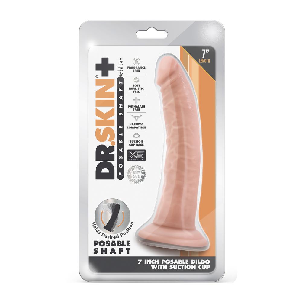 DR. SKIN PLUS 7 INCH POSABLE DILDO VANILLA