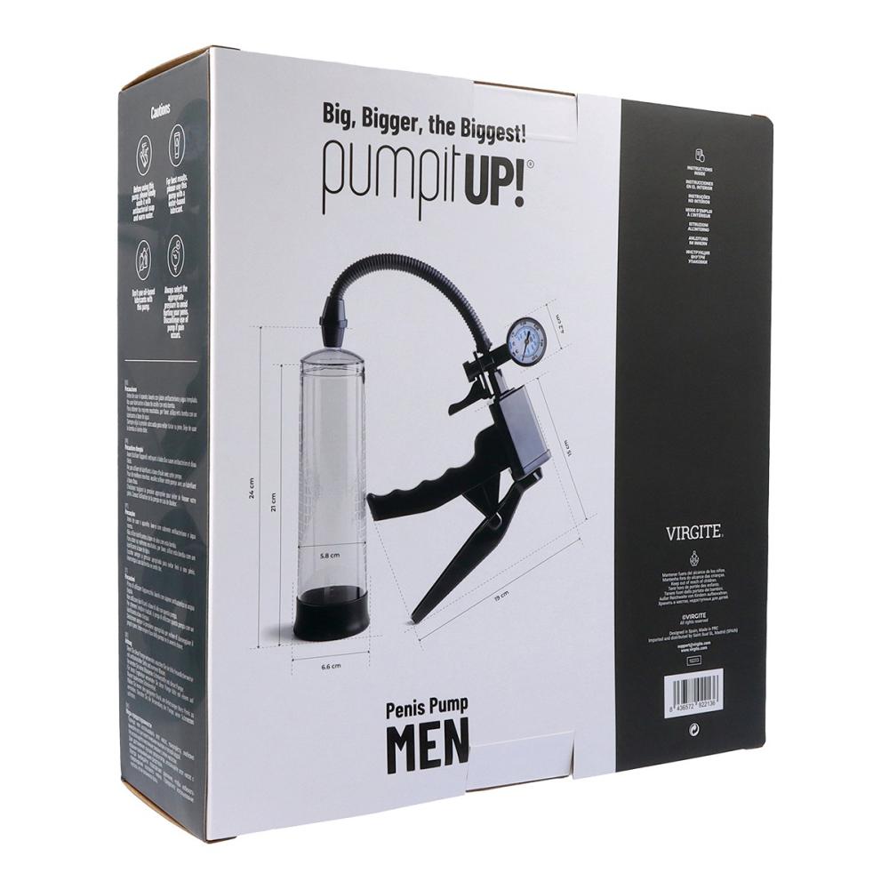 Pump It By Virgite - Pompa Pene con Maniglia e Manometro - Grigio