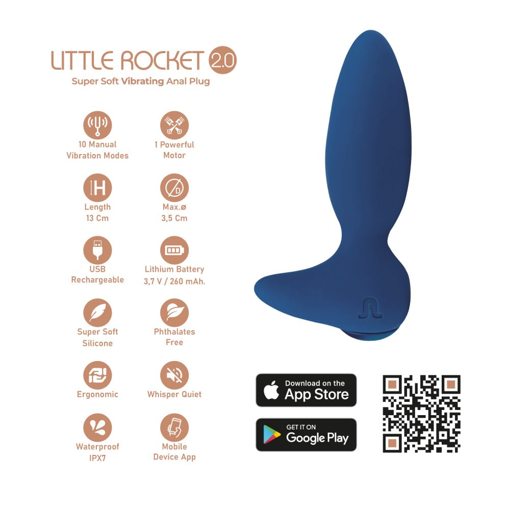 Adrien Lastic - Vibratore Anale + App Little Rocket II - Blu