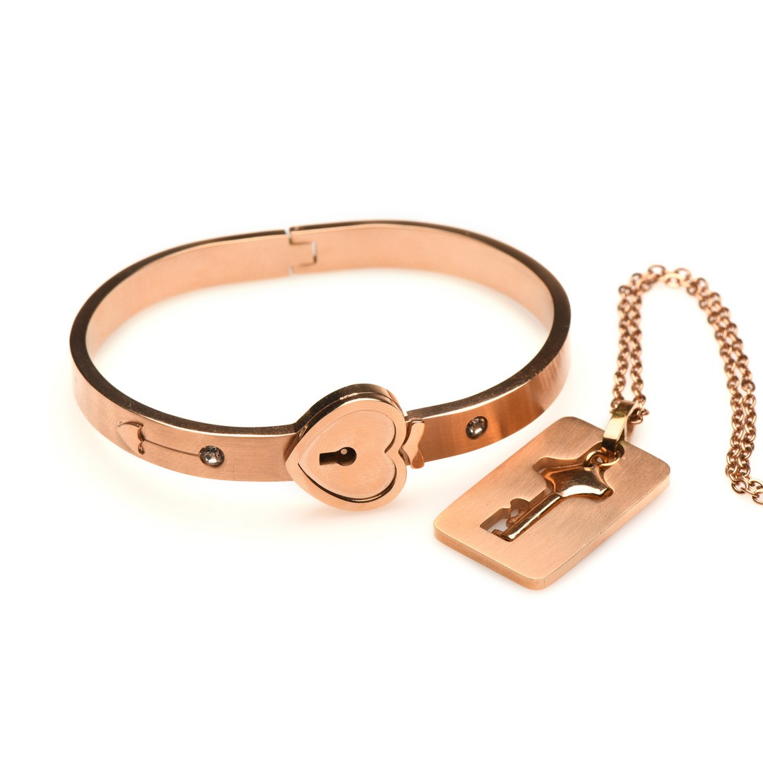 BRACCIALE CON CHIUSURA A CUORE E COLLARE CON CHIAVE ROSE GOLD MASTER SERIES XR BRANDS