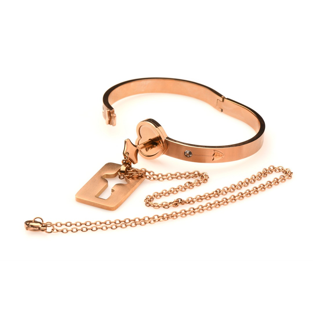 BRACCIALE CON CHIUSURA A CUORE E COLLARE CON CHIAVE ROSE GOLD MASTER SERIES XR BRANDS