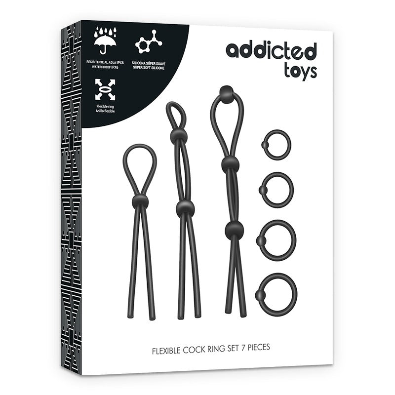 ADDICTED TOYS SET DI ANELLI IN SILICONE FLESSIBILE 7 PEZZI